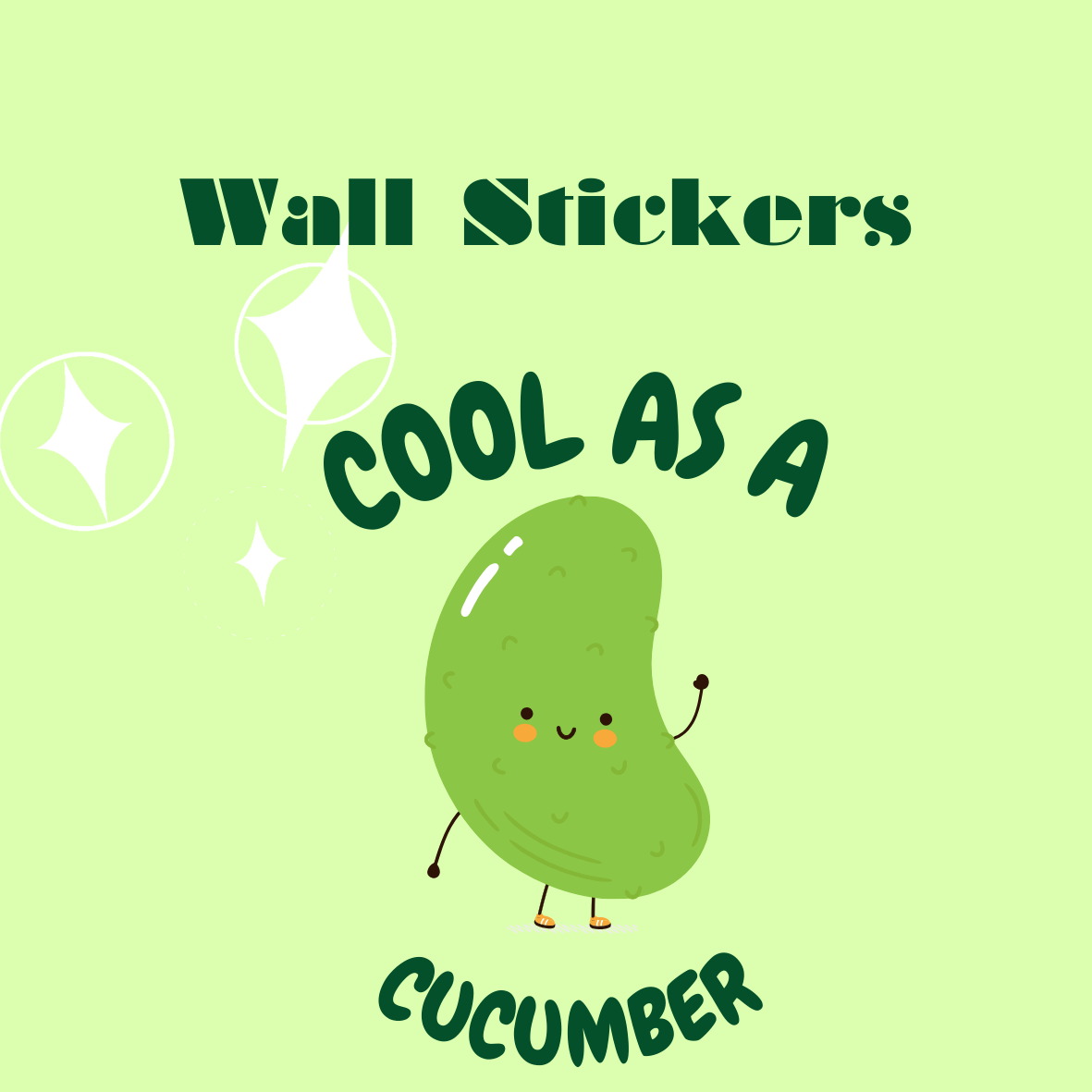 Green Illustrative Cool As A Cucumber Sticker